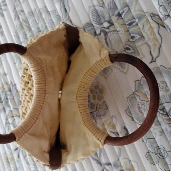 Sigrid Olsen Macrame Embossed Textured Faux Leather Wood Rings Crossbody - Picture 9 of 9